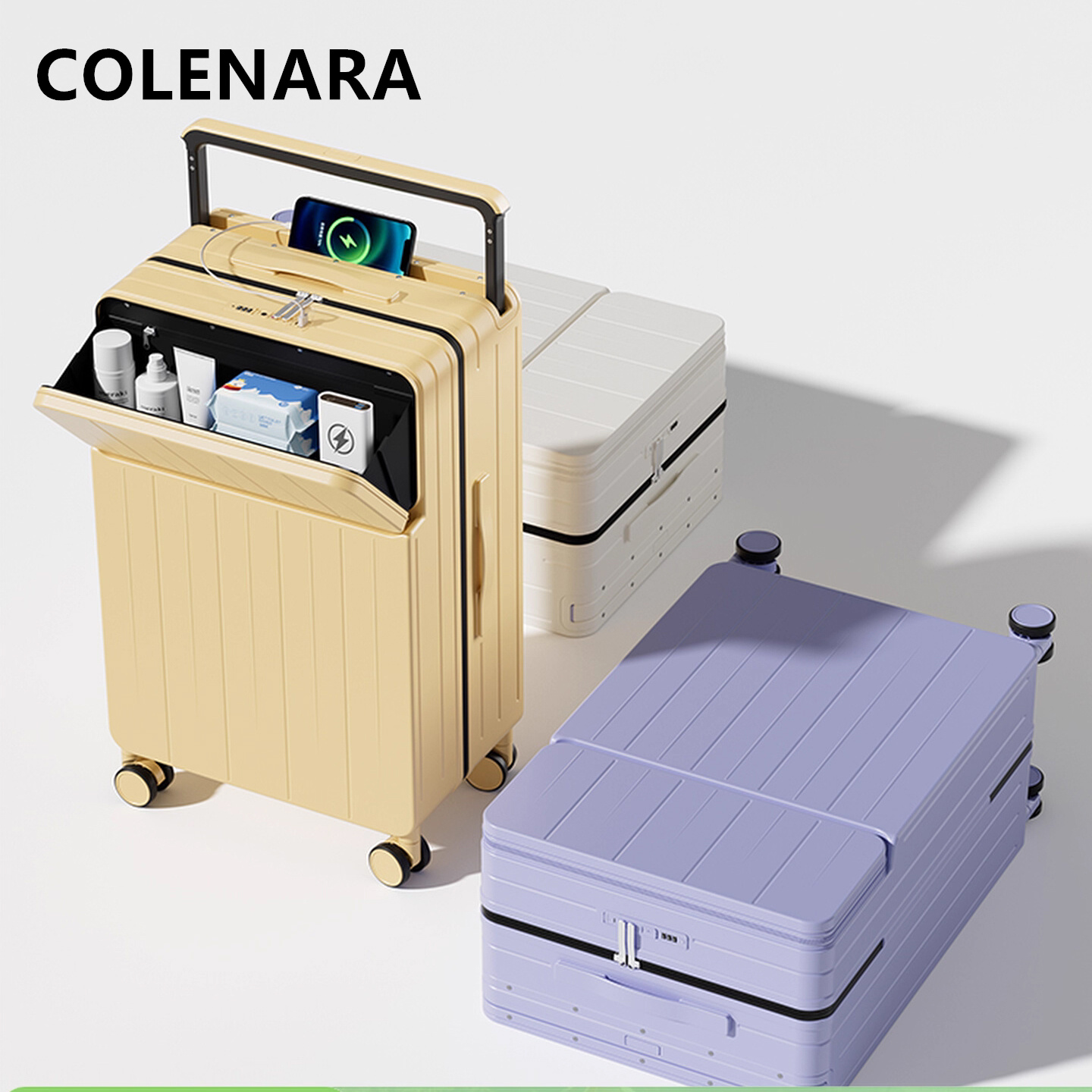 Front Opening Laptop Luggage 24 Inch - 콜레나라 다기능 수트케이스 충전 기능 탑재