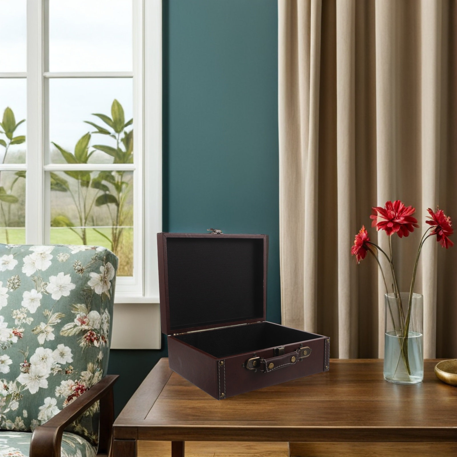 Retro Vintage Trunk Suitcase - 나무 소재의 복고풍 수납 상자, 빈티지