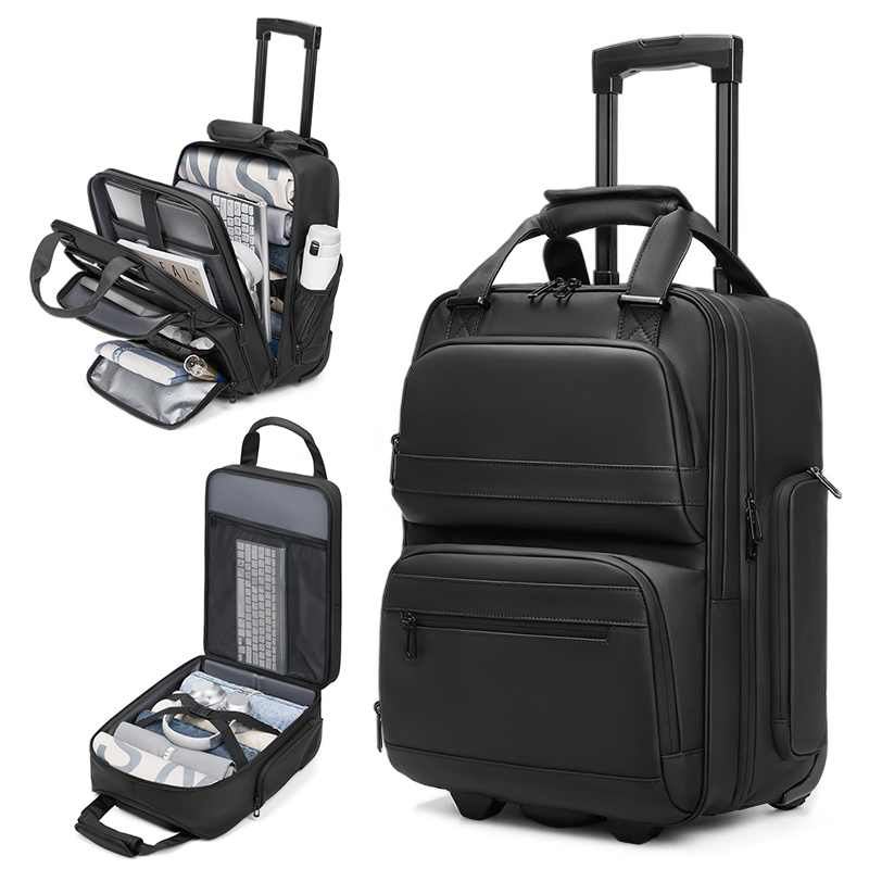 Foldable Rolling Luggage Bag - 여행용 트롤리 비즈니스 백팩 남성용 바퀴