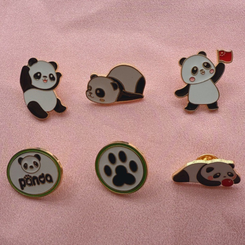 6pcs 만화 중국 팬더 배지 가을/겨울 의류 액세서리 - Backpacks 리뷰 및 가격