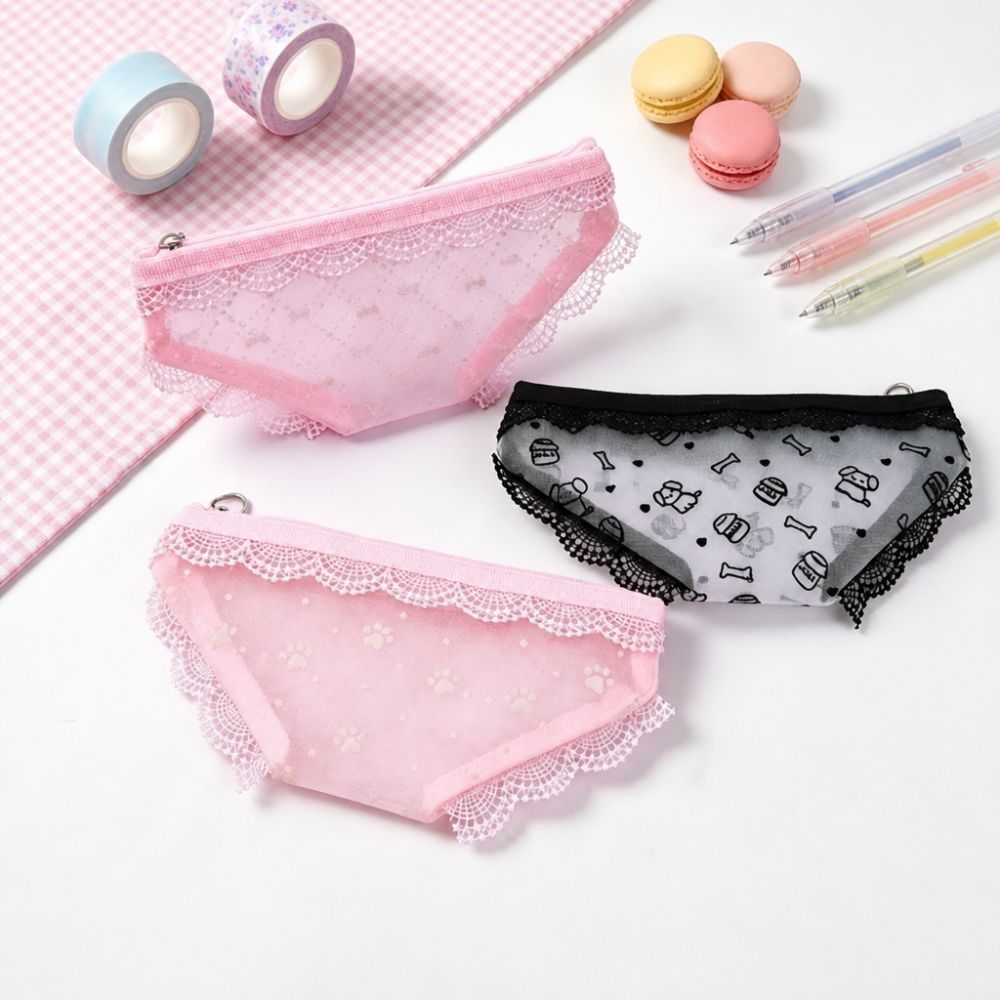 귀여운 레이스 망사 소재의 수납 파우치, 삼각형 모양의 - Cosmetic Bags 리뷰 및 가격