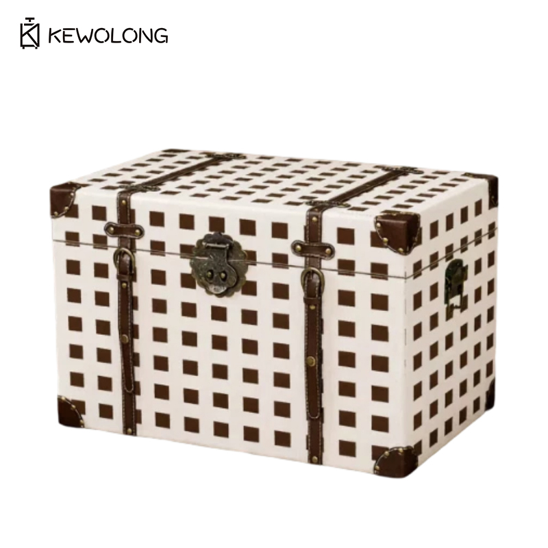 빈티지 체크무늬 나무 수납함, 레트로 체크 패턴 여행용 - Retro Vintage Trunk Suitcase 리뷰 및 가격