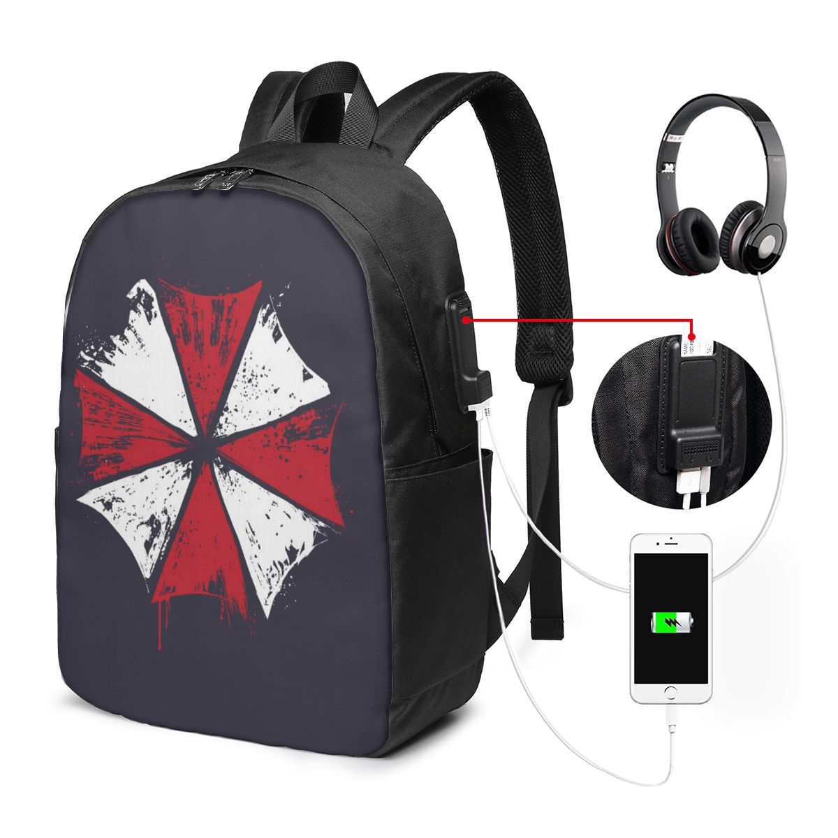 영화 게임 회사 우산 백팩 여행용 노트북 가방 컴퓨터  - Travel Bags 리뷰 및 가격