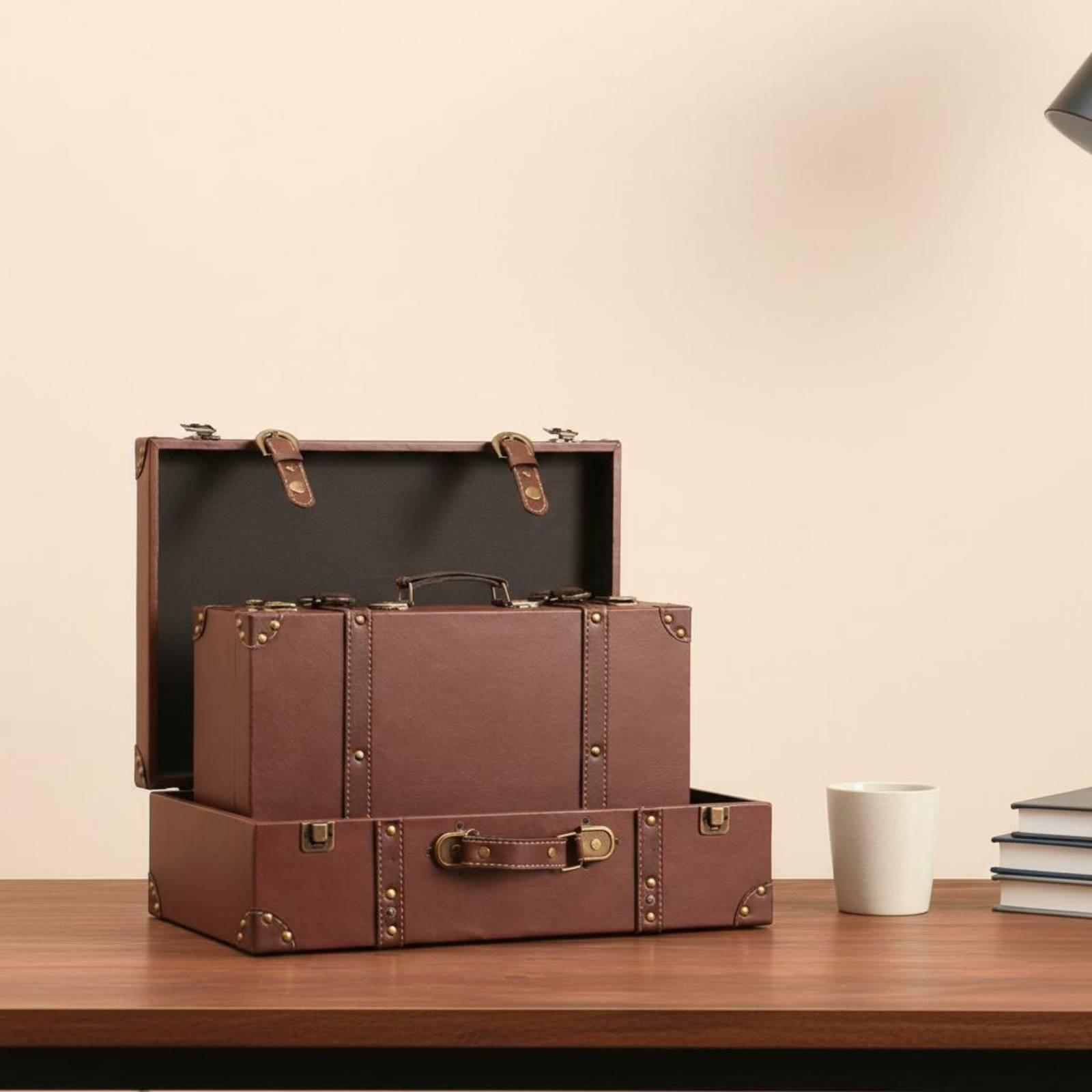 빈티지 가죽풍 하드케이스 여행 가방 레트로 디스플레이  - Retro Vintage Trunk Suitcase 리뷰 및 가격